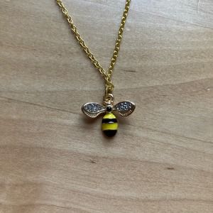 3/$15 Gold-Plated Rhinestone Bumble Bee Necklace Handmade